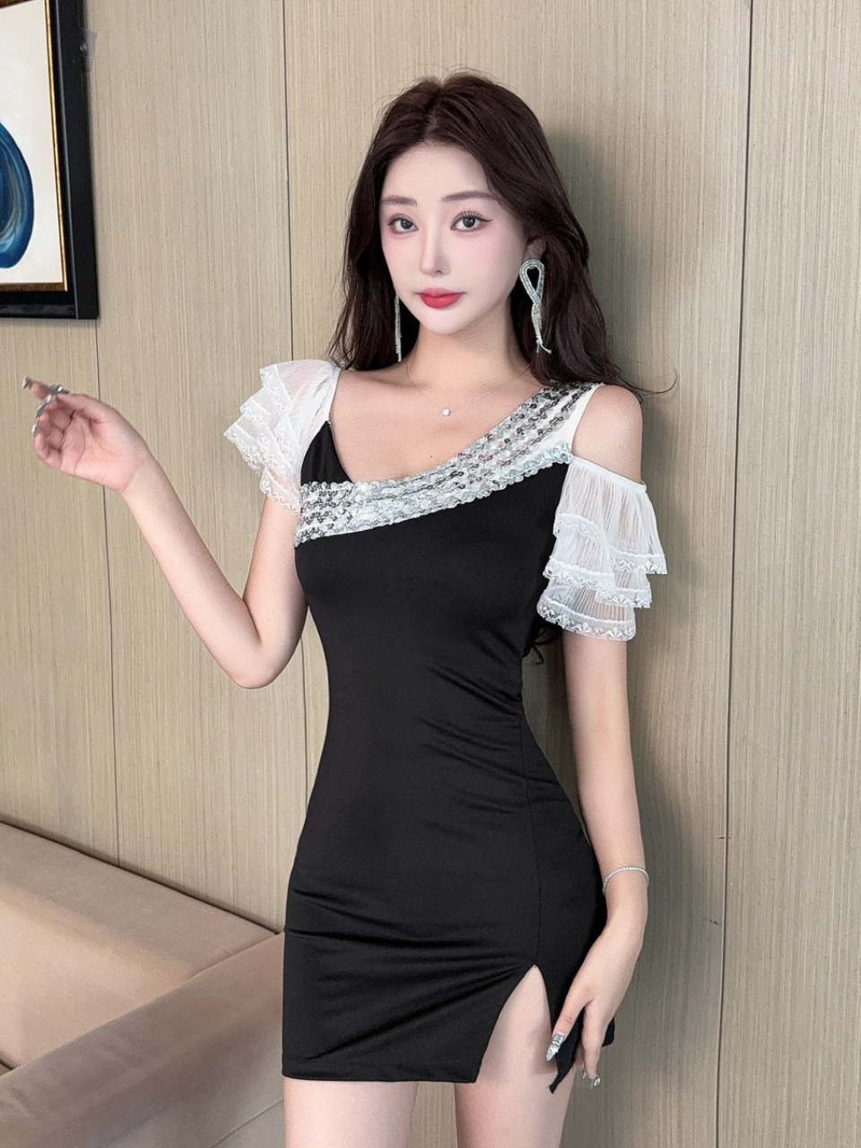 Wrap Dress Work - Gaun Pendek Berenda Seksi Model Lilit