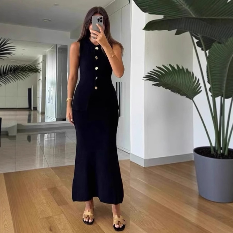 Women'S Formal Day Wear - Atasan Bodycon Tanpa Lengan Berkerah Bulat