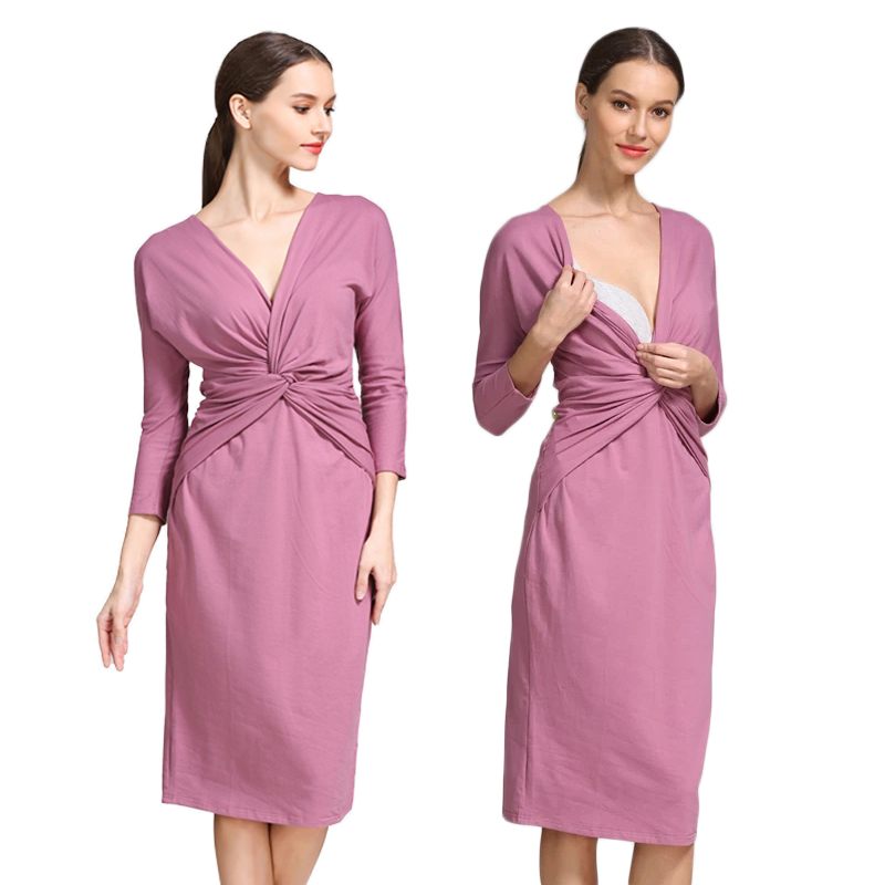 Wrap Dress Work - Gaun Menyusui Ibu Hamil Model Twist
