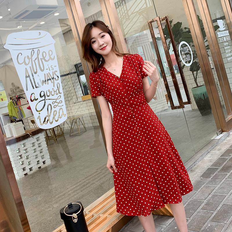 Wrap Dress Work - Gaun sifon wanita model Korea, Gaun