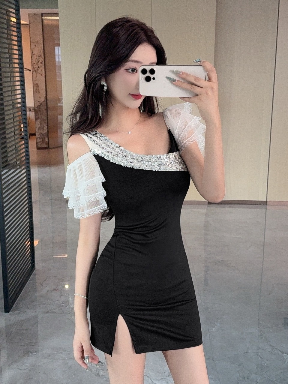 Gaun Pendek Berenda Seksi Mode - Wrap Dress Work ulasan dan harga