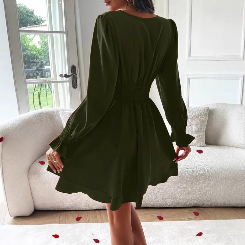 Gaun 2025 Pakaian Wanita Kerah - Wrap Dress Work ulasan dan harga