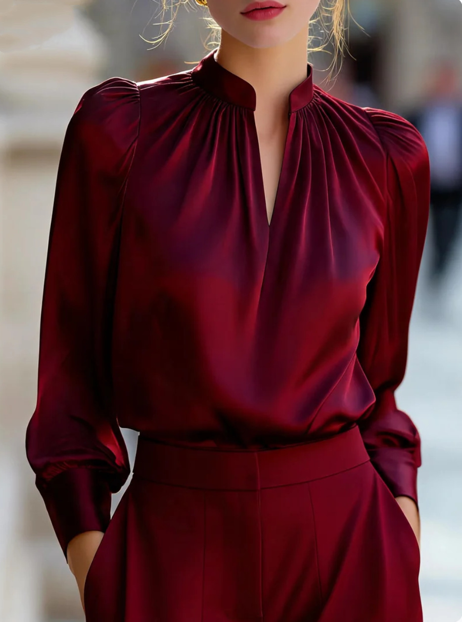 Blus Satin Lengan Panjang Kera - Women'S Office Formal Wear For Ladies ulasan dan harga
