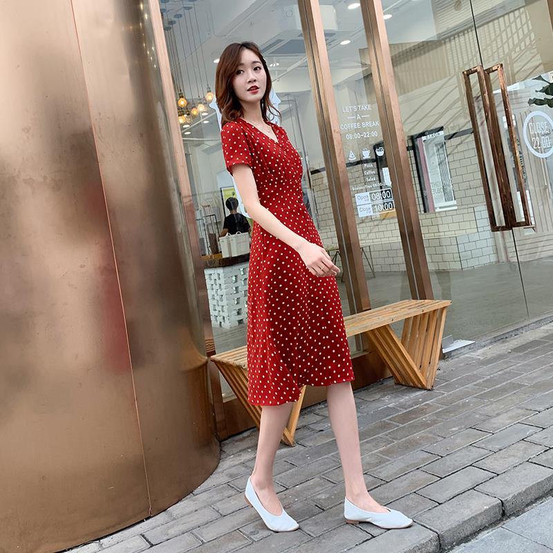 Gaun sifon wanita model Korea, - Wrap Dress Work ulasan dan harga